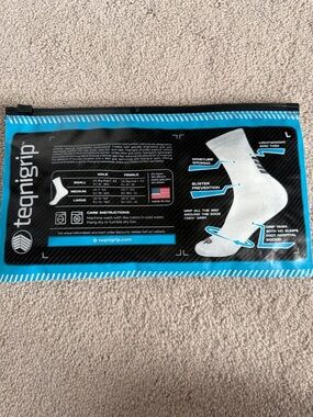 LG White Athletic Grip Socks with Blue Accent